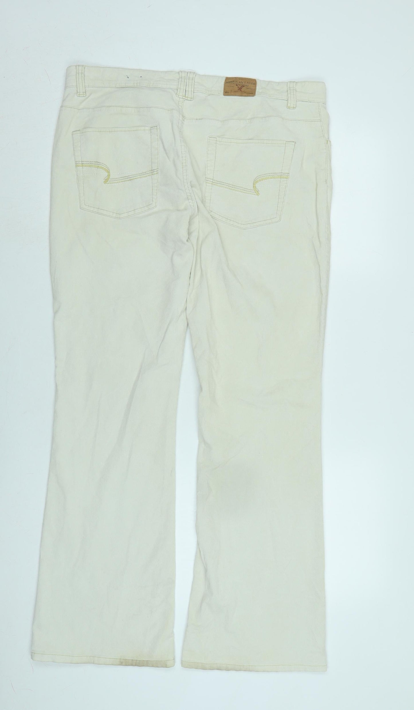 American Eagle Womens Ivory Cotton Blend Trousers Size 14 L31 in Regular Zip