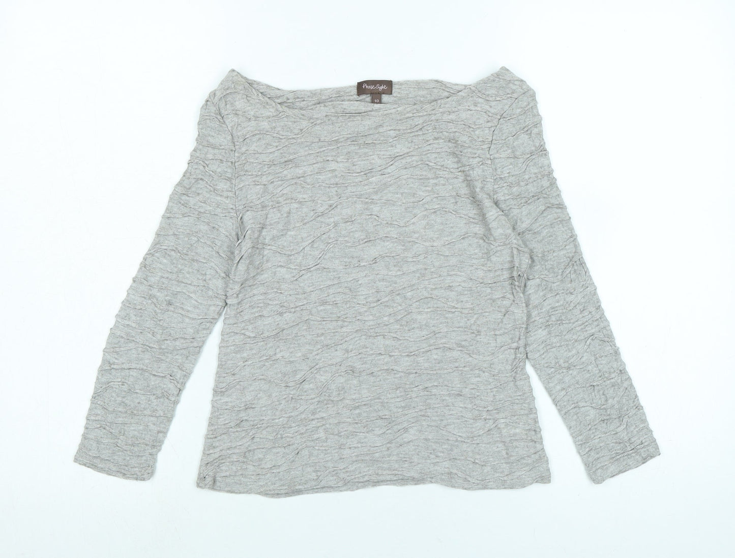 Phase Eight Womens Grey Viscose Jersey T-Shirt Size 10 Boat Neck