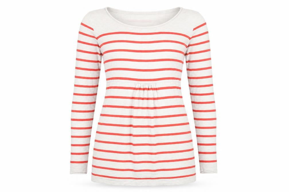H&M Mama Womens Beige Boat Neck Striped Cotton Pullover Jumper Size M