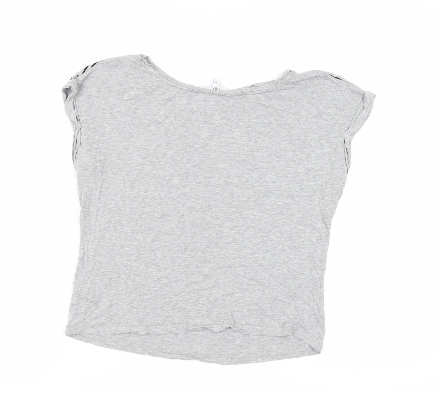 NEXT Womens Grey Animal Print Viscose Basic T-Shirt Size 10 Boat Neck