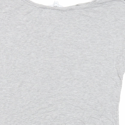 Next Womens Grey Animal Print Viscose Basic T-Shirt Size 10 Boat Neck