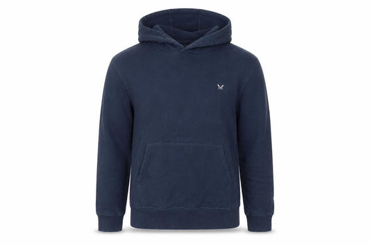 Crew Clothing Blue Cotton Pullover Hoodie Size M - Logo Pockets