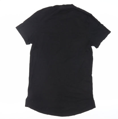 Back view of ASOS women’s black cotton basic t-shirt, size L, crew neck