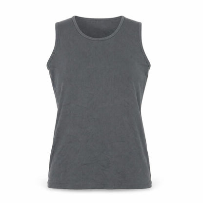 Front view of ASOS women’s grey cotton basic tank, size L, round neck - ribbed