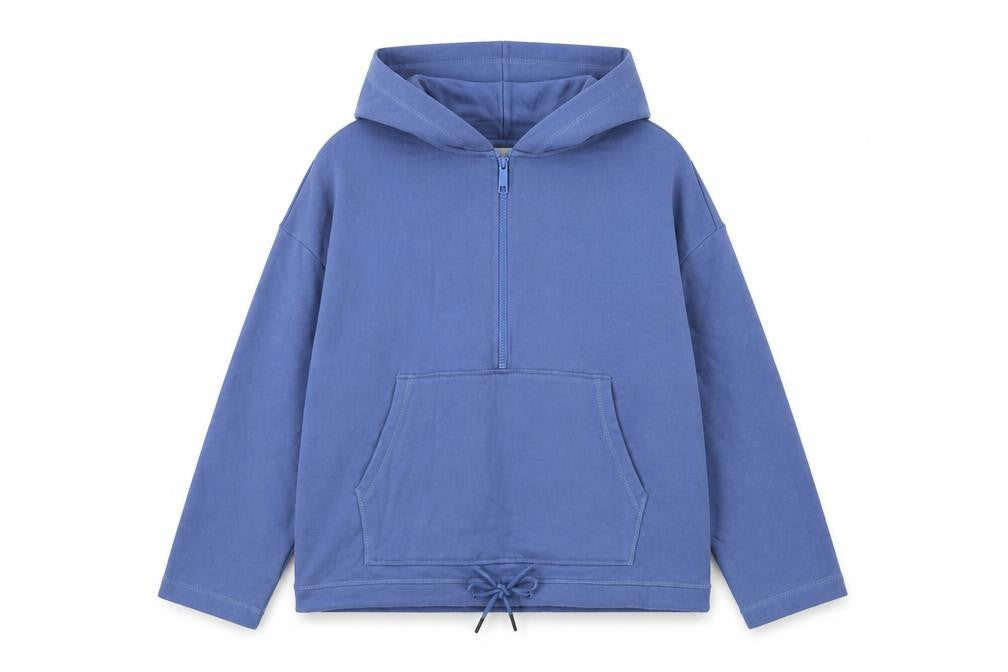 H&M Womens Blue Cotton Pullover Hoodie Size S Zip - Pockets