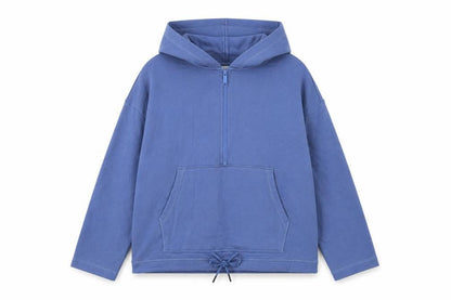H&M Womens Blue Cotton Pullover Hoodie Size S Zip - Pockets