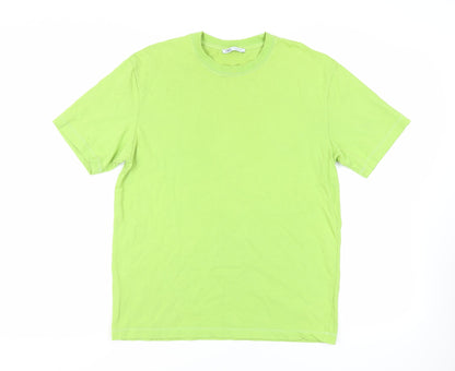 Zara Womens Green Cotton Basic T-Shirt Size M Crew Neck