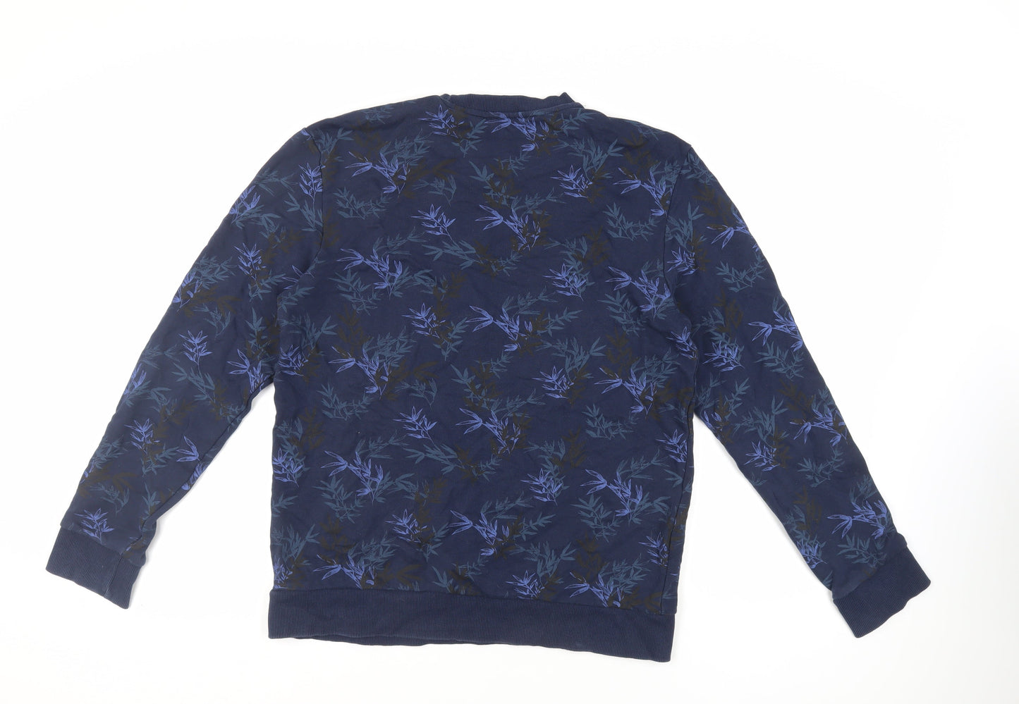 NEXT Mens Blue Floral Cotton Pullover Sweatshirt Size L
