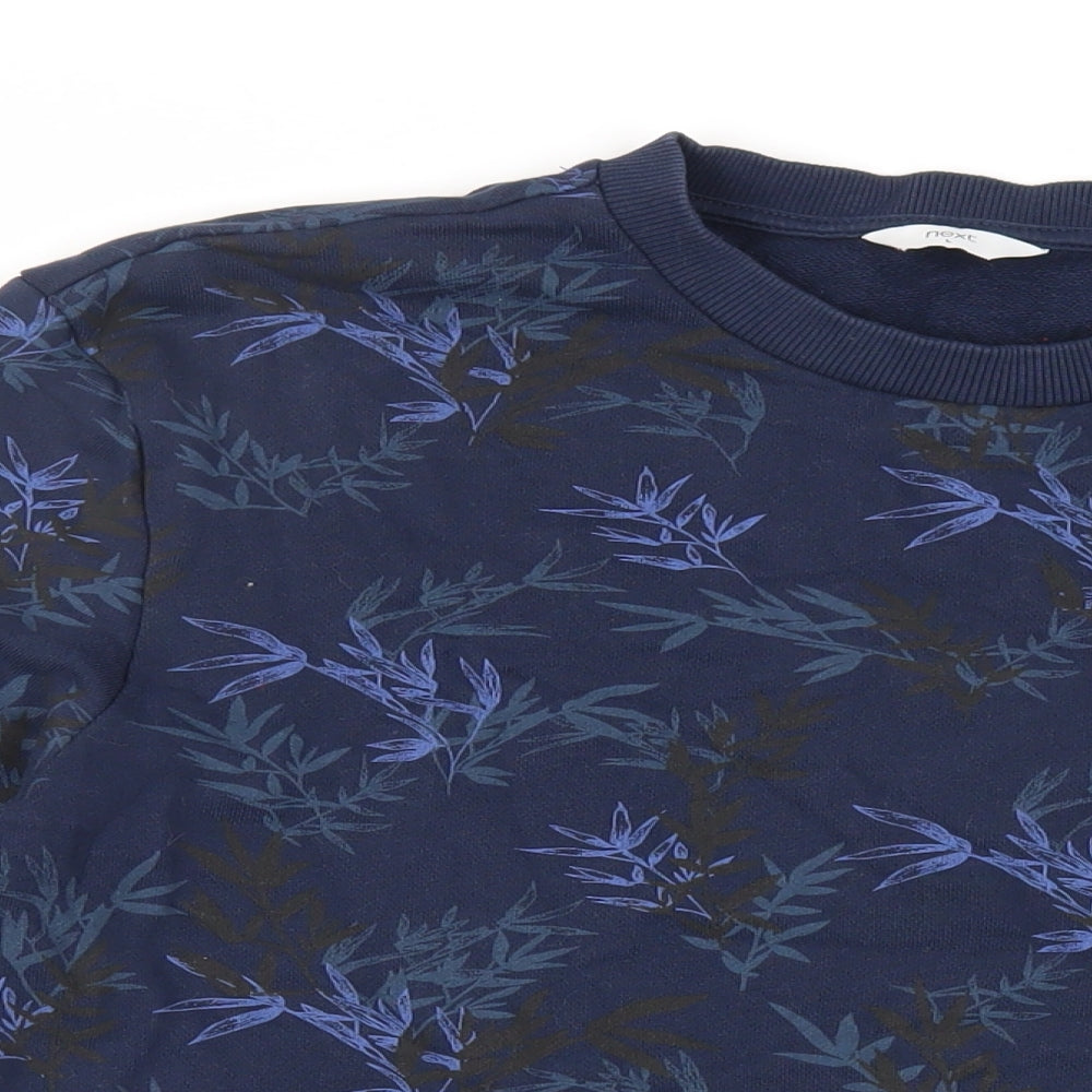 NEXT Mens Blue Floral Cotton Pullover Sweatshirt Size L