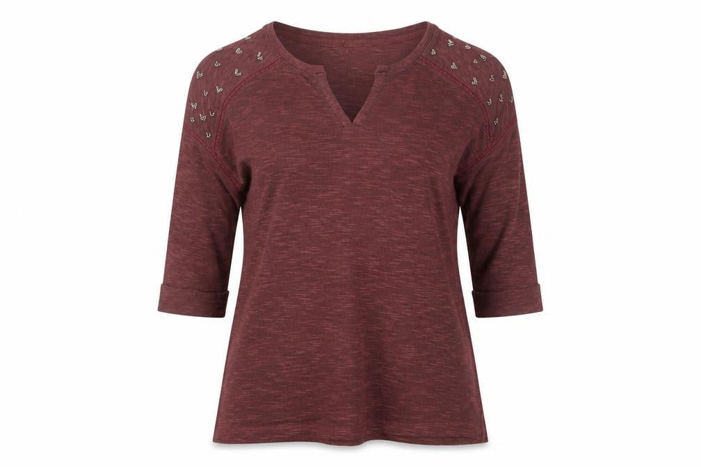 NEXT Womens Red Polyester Basic Blouse Size 12 V-Neck - Beaded