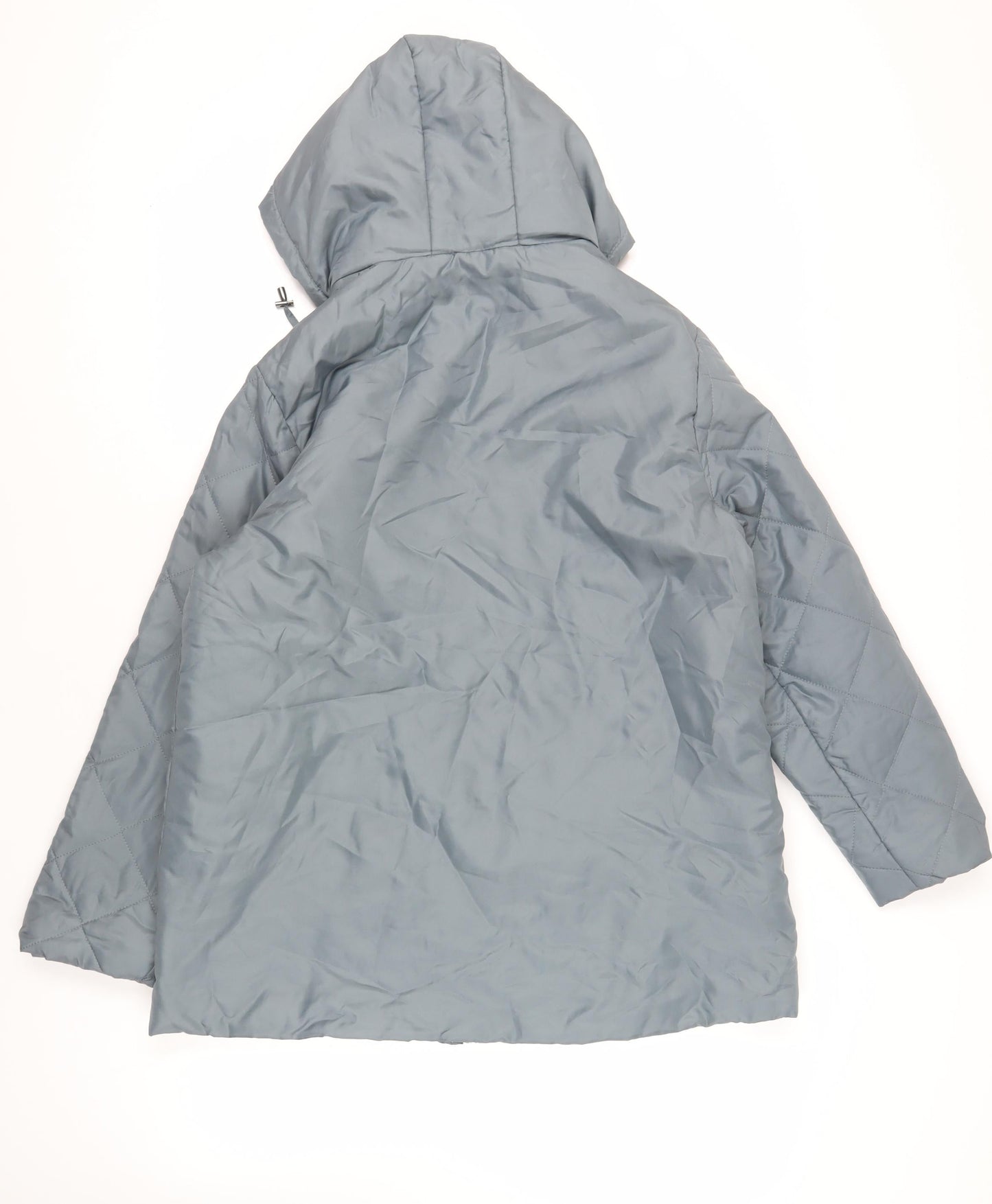 Anne De Lancay Womens Green Quilted Jacket Size M Zip - Hooded