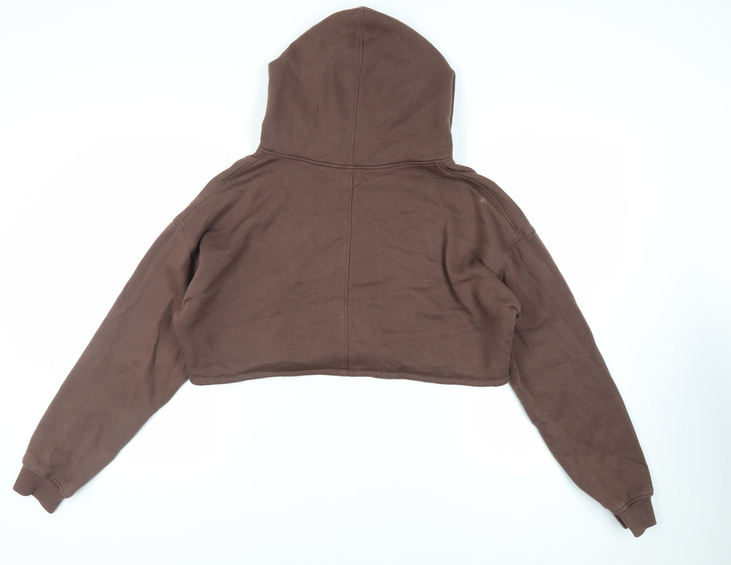 Motel Womens Brown Cotton Full Zip Hoodie Size S Zip - Cropped Oversized