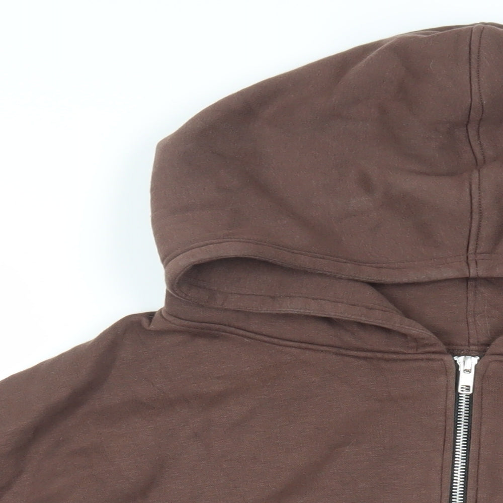 Motel Womens Brown Cotton Full Zip Hoodie Size S Zip - Cropped Oversized