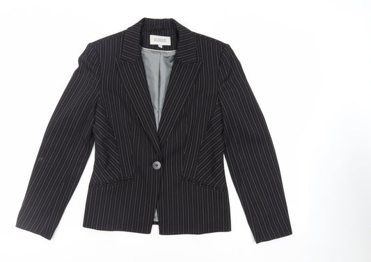NEXT Womens Black Striped Jacket Blazer Size 10 Button