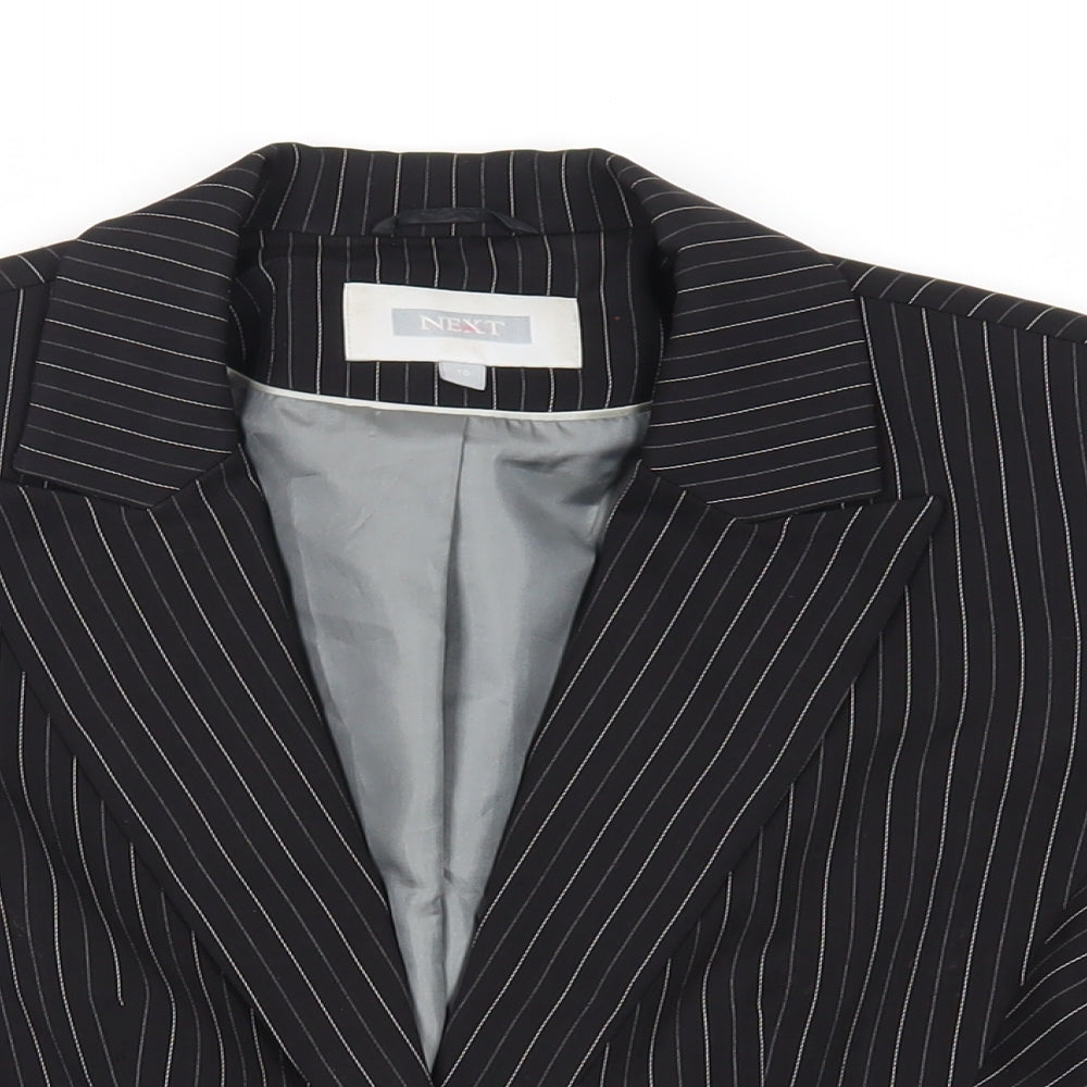 NEXT Womens Black Striped Jacket Blazer Size 10 Button