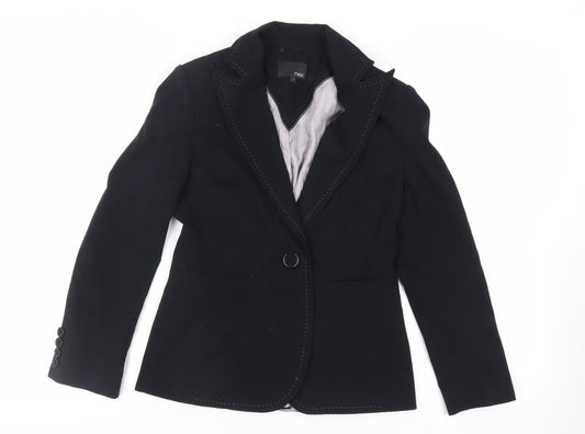 NEXT Womens Black Jacket Blazer Size 10 Button - Contrasting Stitching