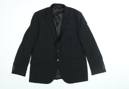 Additional front view of Autograph men’s black polyester jacket suit jacket, size 42, regular