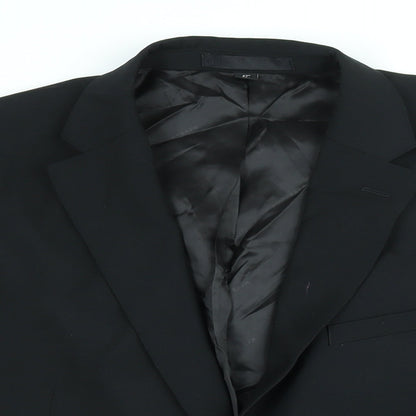 Close-up detail of Autograph men’s black polyester jacket suit jacket, size 42, regular