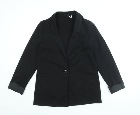 H&M Womens Black Jacket Blazer Size 8 Button