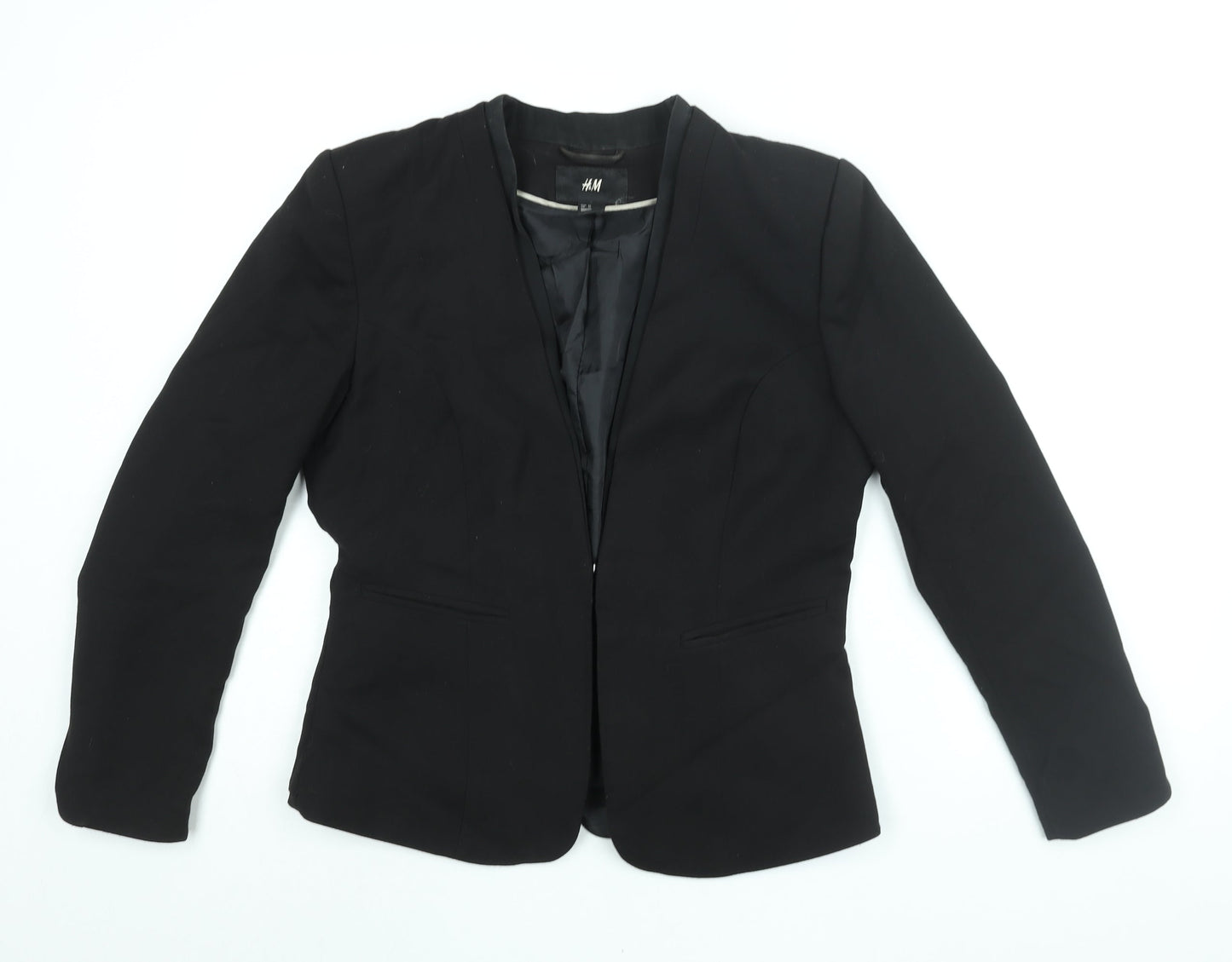 H&M Womens Black Jacket Blazer Size 14 Hook & Eye