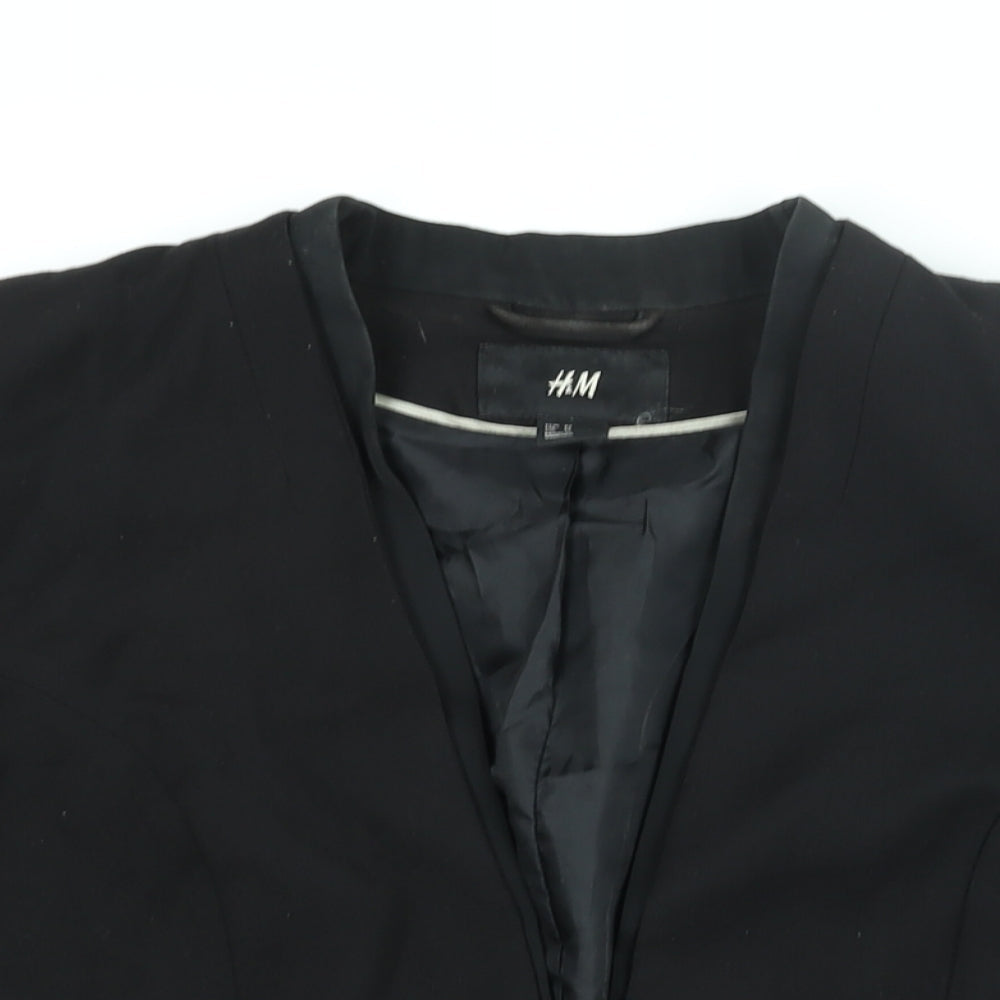 H&M Womens Black Jacket Blazer Size 14 Hook & Eye