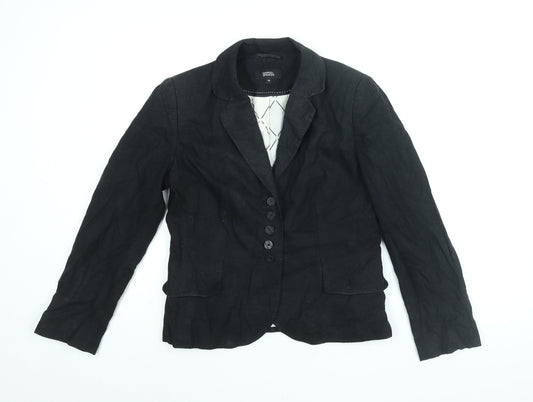 Marks and Spencer Womens Black Jacket Blazer Size 12 Button