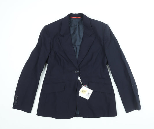 Business Solutions Womens Blue Jacket Blazer Size 10 Button