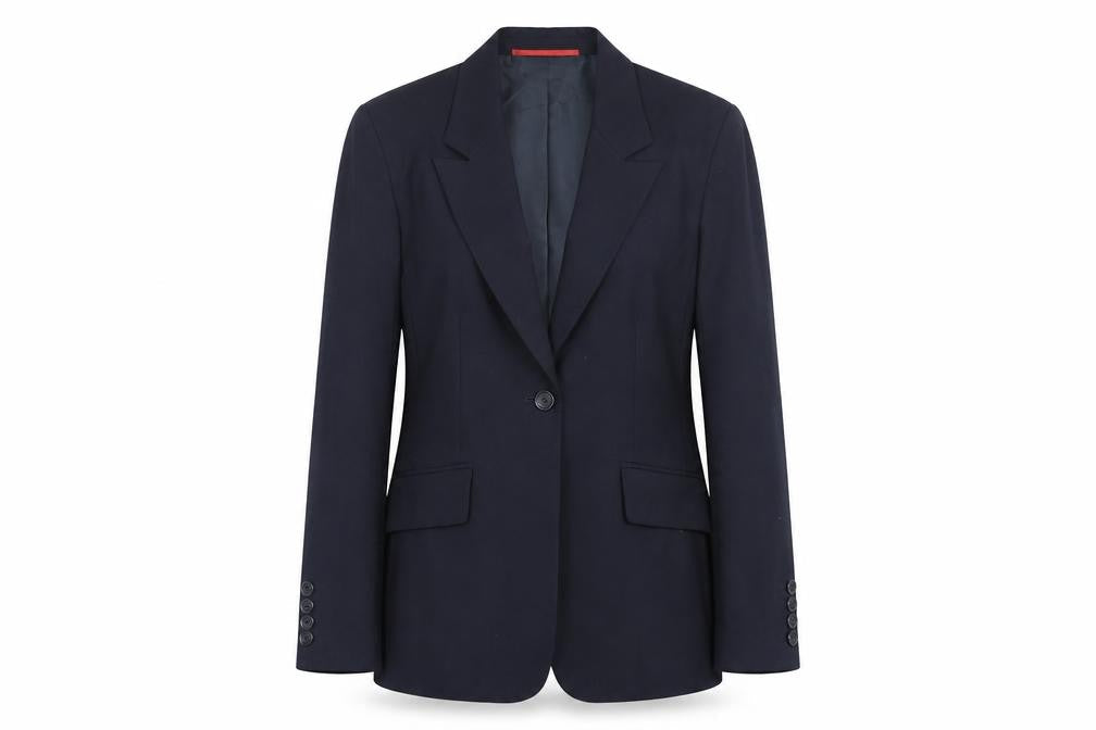 Business Solutions Womens Blue Jacket Blazer Size 10 Button