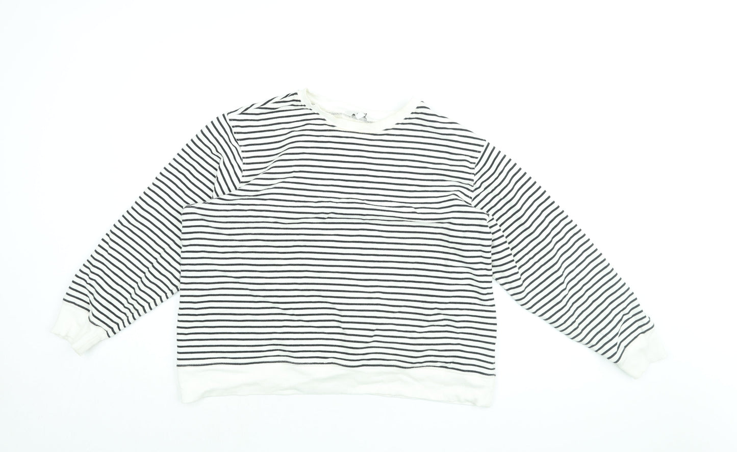 Marks and Spencer Womens White Striped Cotton Pullover Sweatshirt Size L Pullover