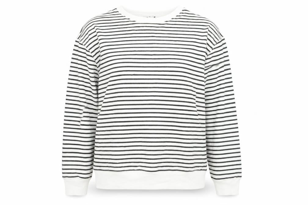 Marks & Spencer Womens White Striped Cotton Pullover Sweatshirt Size L Pullover