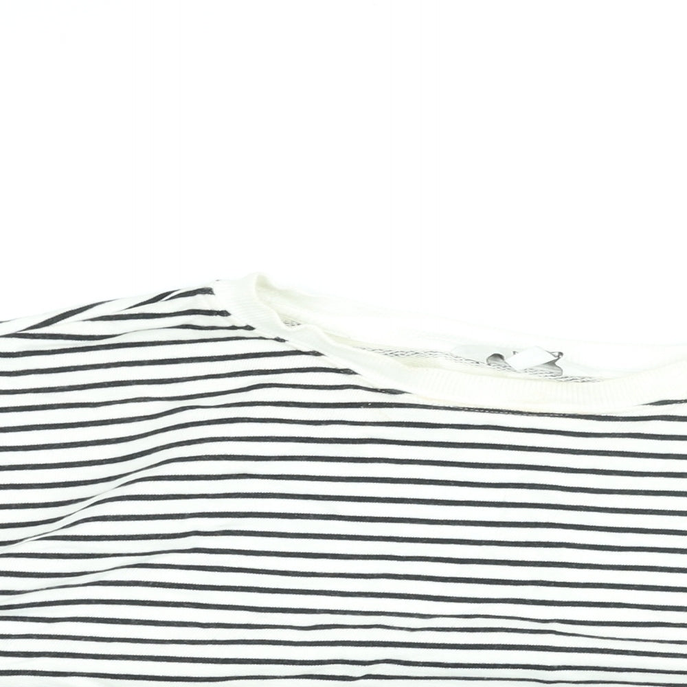 Marks and Spencer Womens White Striped Cotton Pullover Sweatshirt Size L Pullover