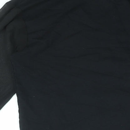 Disney Womens Black Cotton Pullover Sweatshirt Size 10 Pullover - Mesh Sleeves, Disney Castle