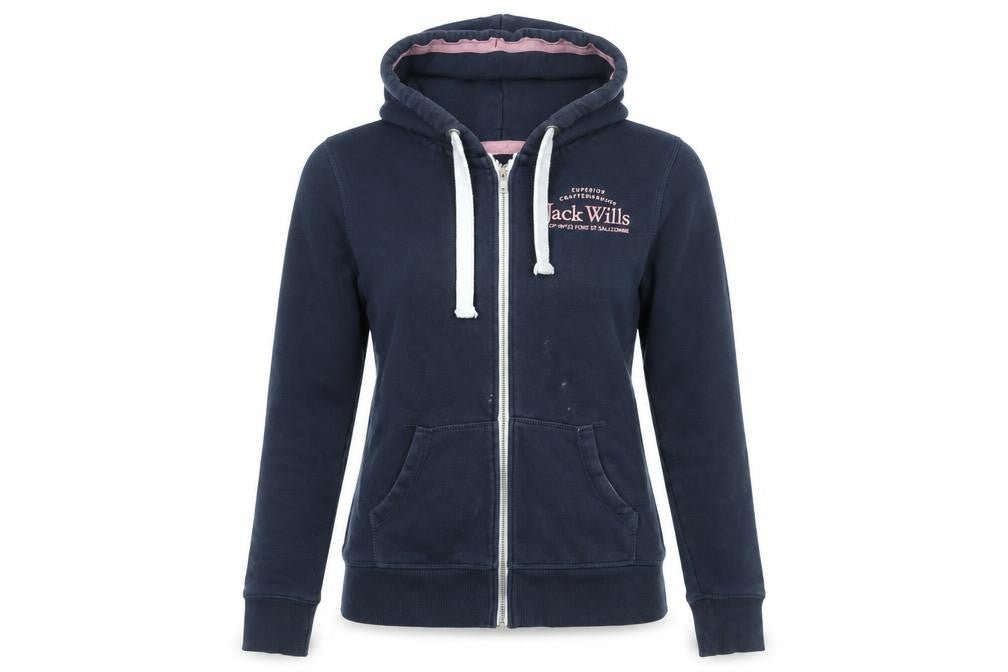 Jack Wills Womens Blue Cotton Full Zip Hoodie Size 6 Zip - Jack Wills Logo