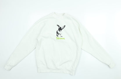 Preloved Shrek Womens White Cotton Pullover Sweatshirt Size XS Pullover - Donkey Shrek - Front