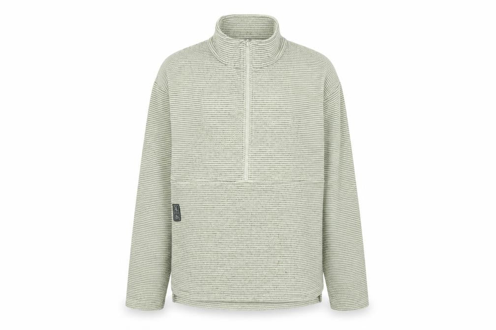 Montu Mens Beige Striped Polyester Pullover Sweatshirt Size M