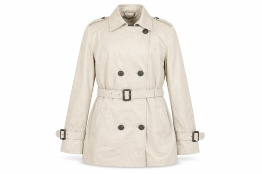 Stockholm Womens Beige Trench Coat Coat Size 12 Button - Belted