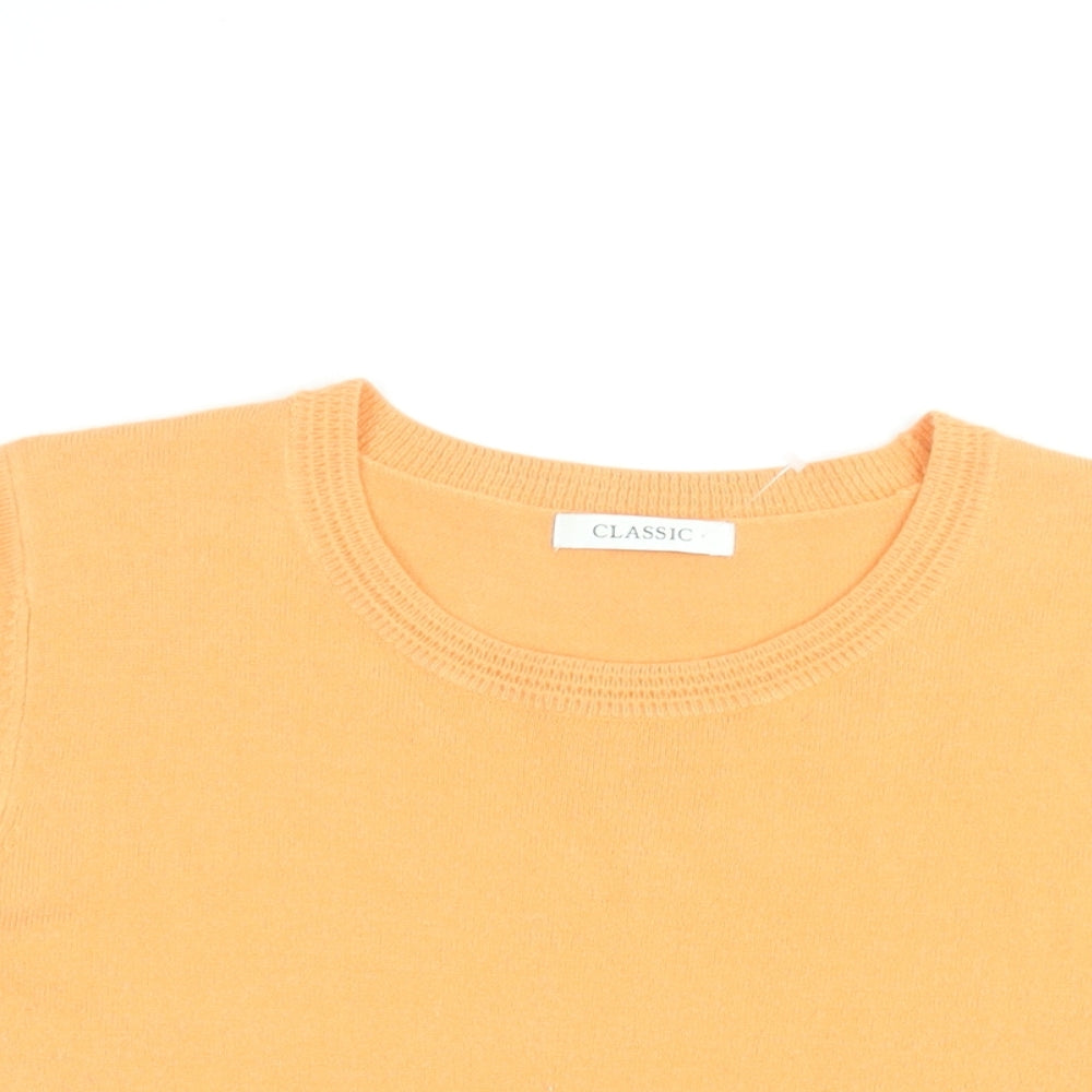 Marks and Spencer Womens Orange Acrylic Basic T-Shirt Size 14 Round Neck