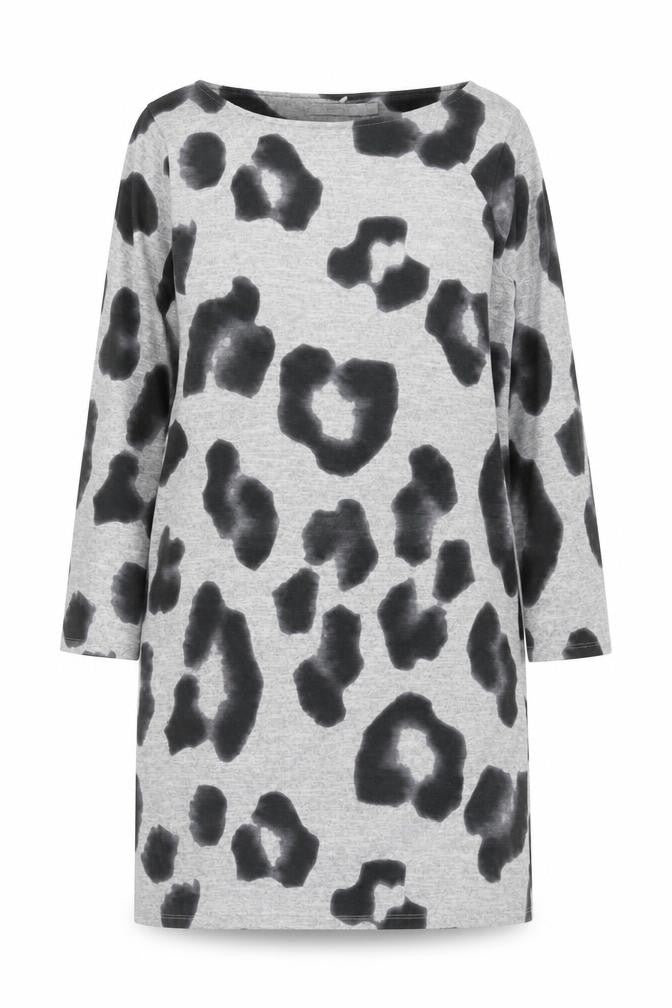 Claudia C Womens Grey Animal Print Polyester Shift Size 18 Boat Neck