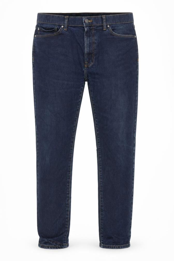 Marks & Spencer Womens Blue Cotton Tapered Jeans Size 36 in L27 in Regular Zip