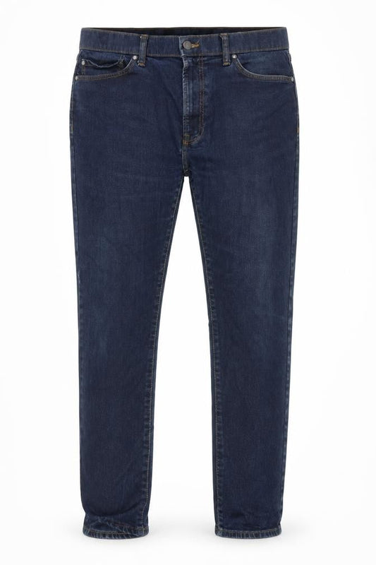 Marks & Spencer Womens Blue Cotton Tapered Jeans Size 36 in L27 in Regular Zip