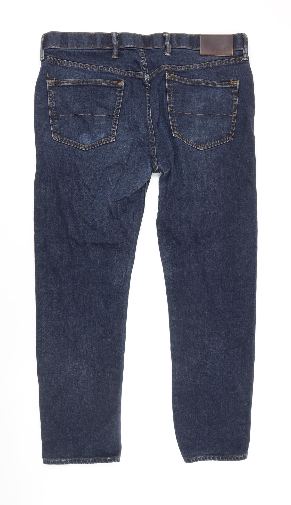 Marks & Spencer Womens Blue Cotton Tapered Jeans Size 36 in L27 in Regular Zip
