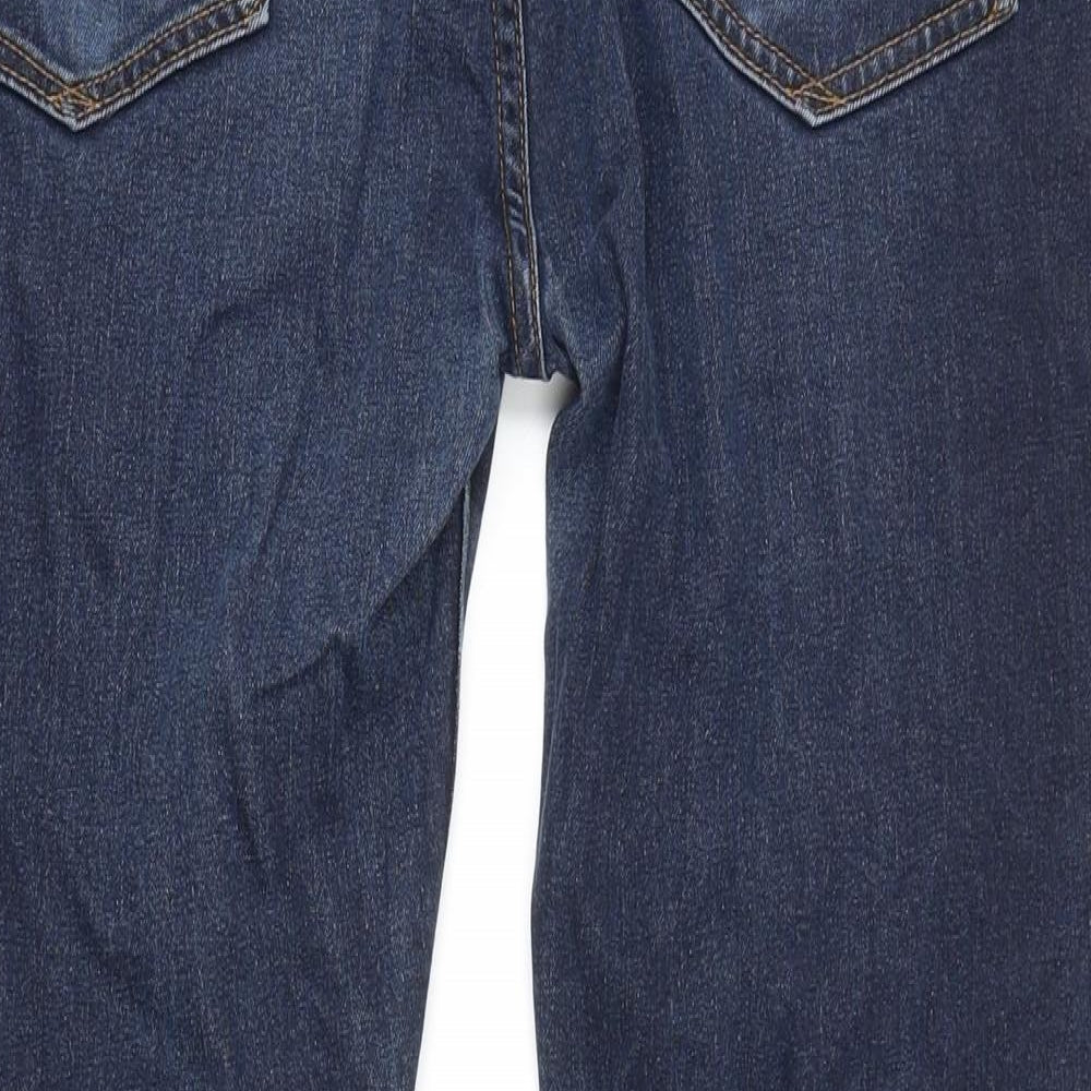 Marks & Spencer Womens Blue Cotton Tapered Jeans Size 36 in L27 in Regular Zip