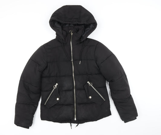 Topshop Womens Black Puffer Jacket Jacket Size 8 Zip