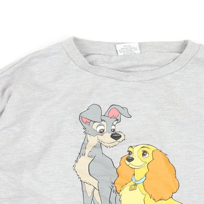 Preloved Disney Womens Grey Cotton Pullover Sweatshirt Size 14 Pullover - Lady and the Tramp - Detail
