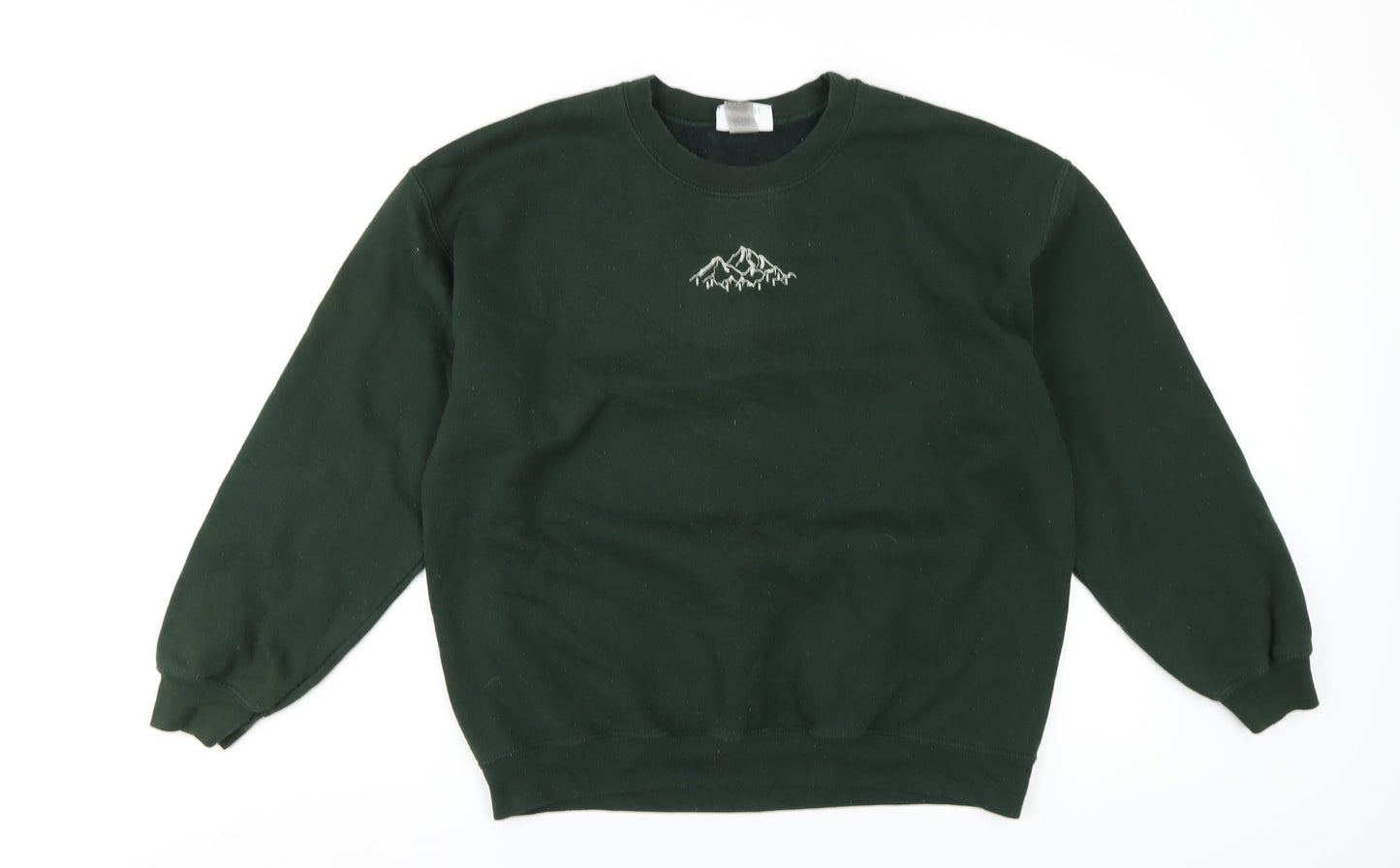 Bobbins Broider Womens Green Cotton Pullover Sweatshirt Size L Pullover