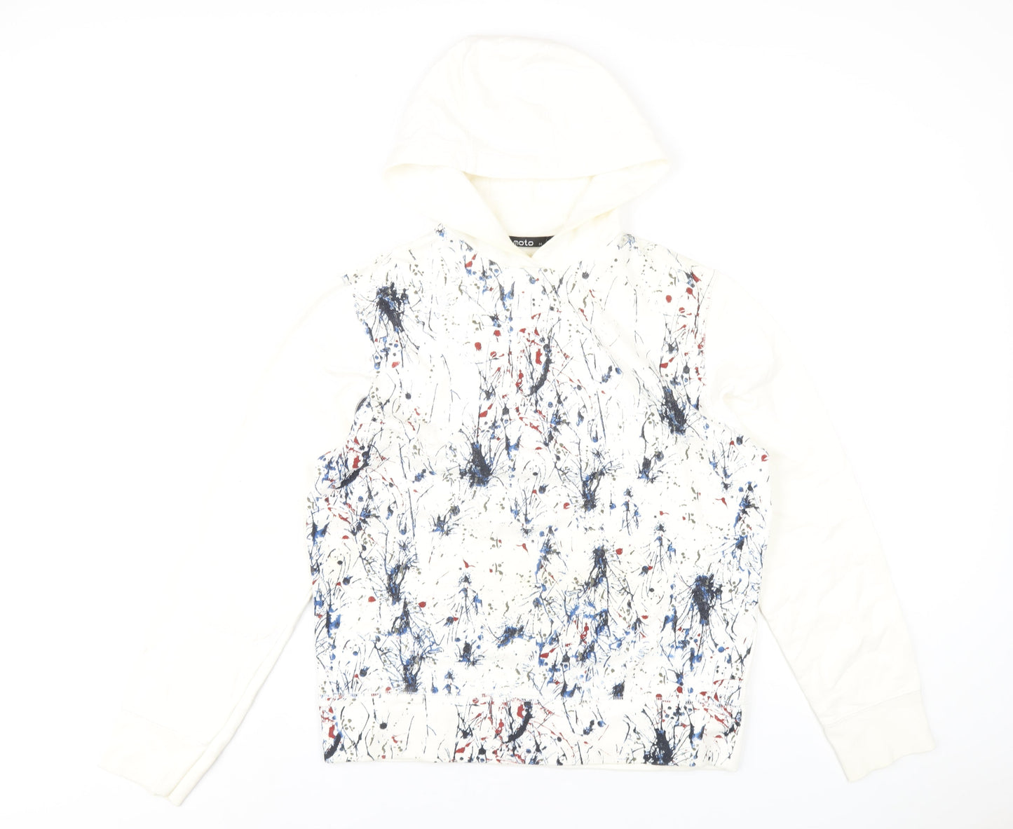 Moto Womens Ivory Cotton Pullover Hoodie Size M Pullover