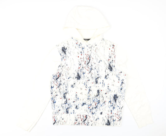 Moto Womens Ivory Cotton Pullover Hoodie Size M Pullover