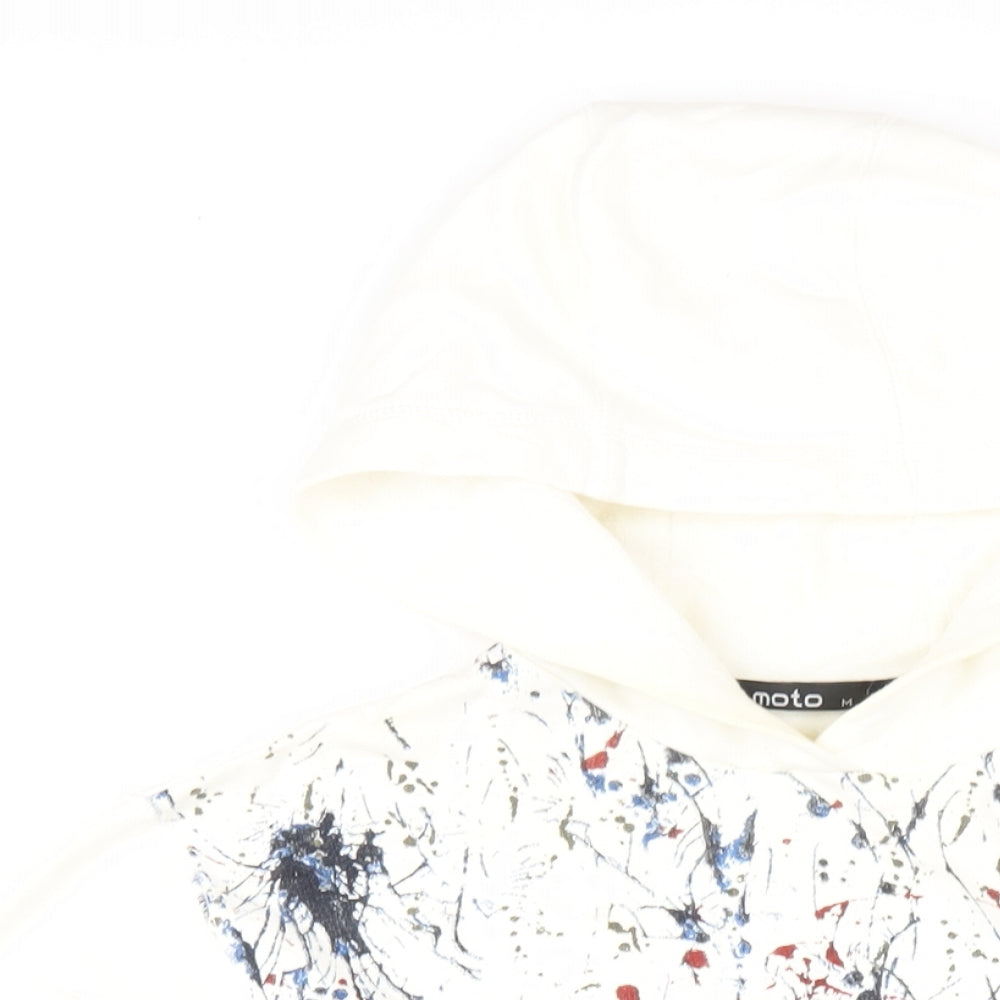 Moto Womens Ivory Cotton Pullover Hoodie Size M Pullover