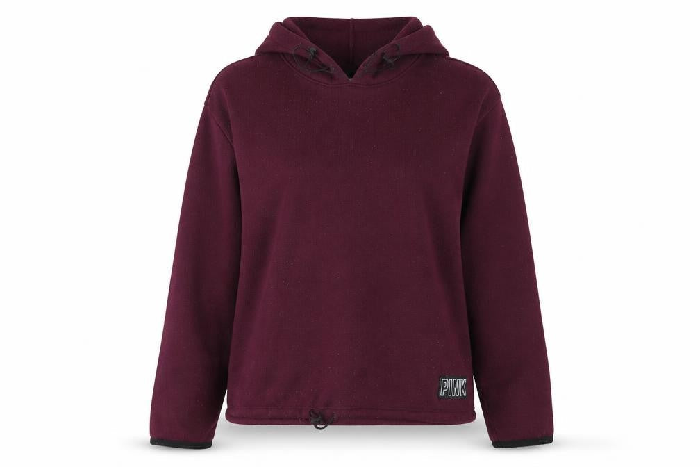 PINK Womens Purple Polyester Pullover Hoodie Size M Pullover