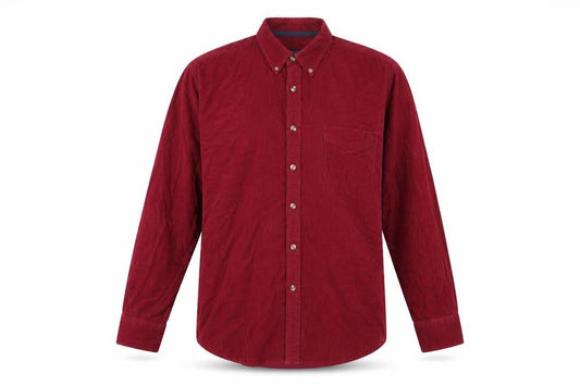 Peter Gribby Mens Red Polyester Button-Up Size L Collared Button